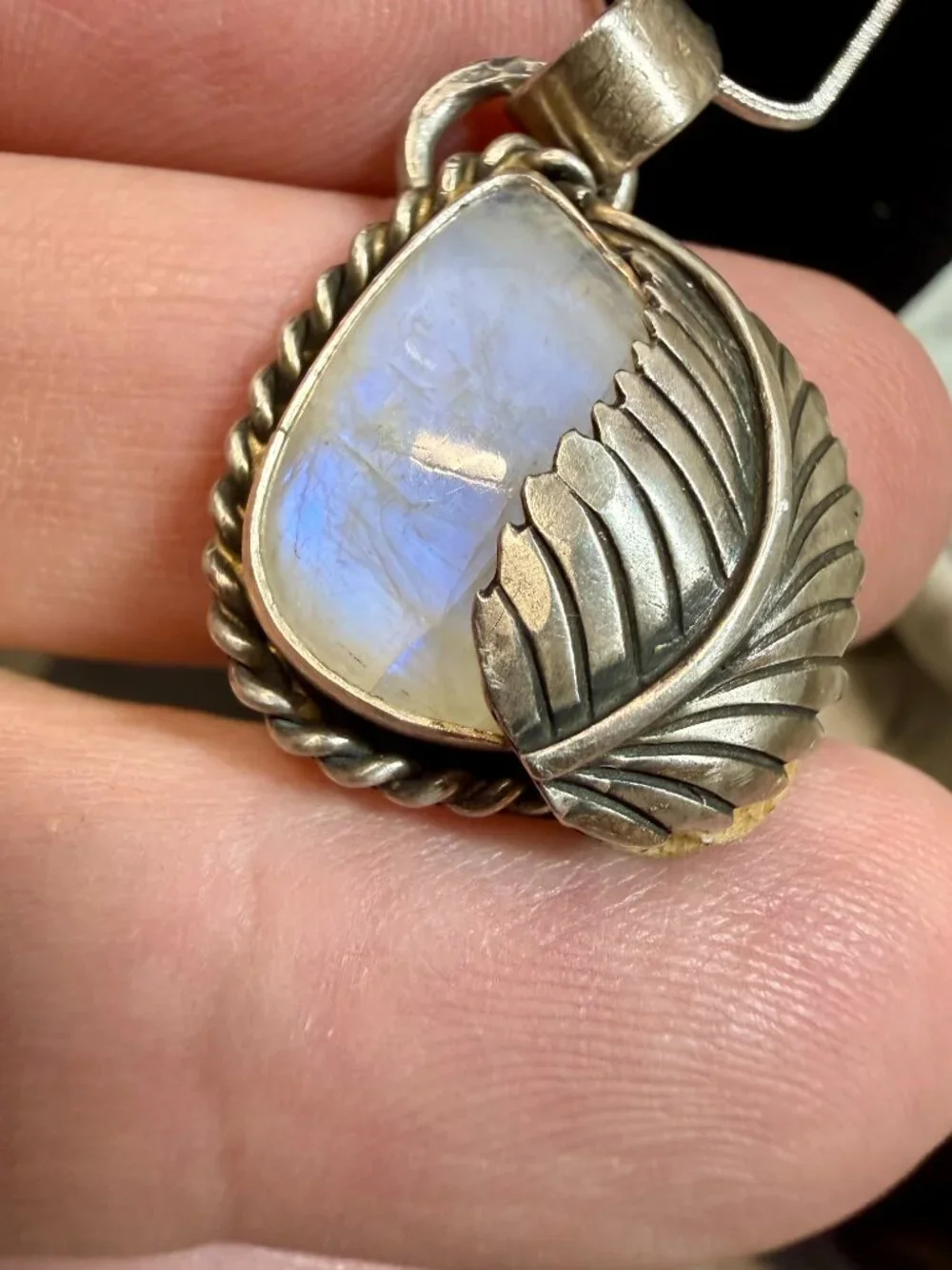 Sterling Silver Southwestern style moonstone pendant